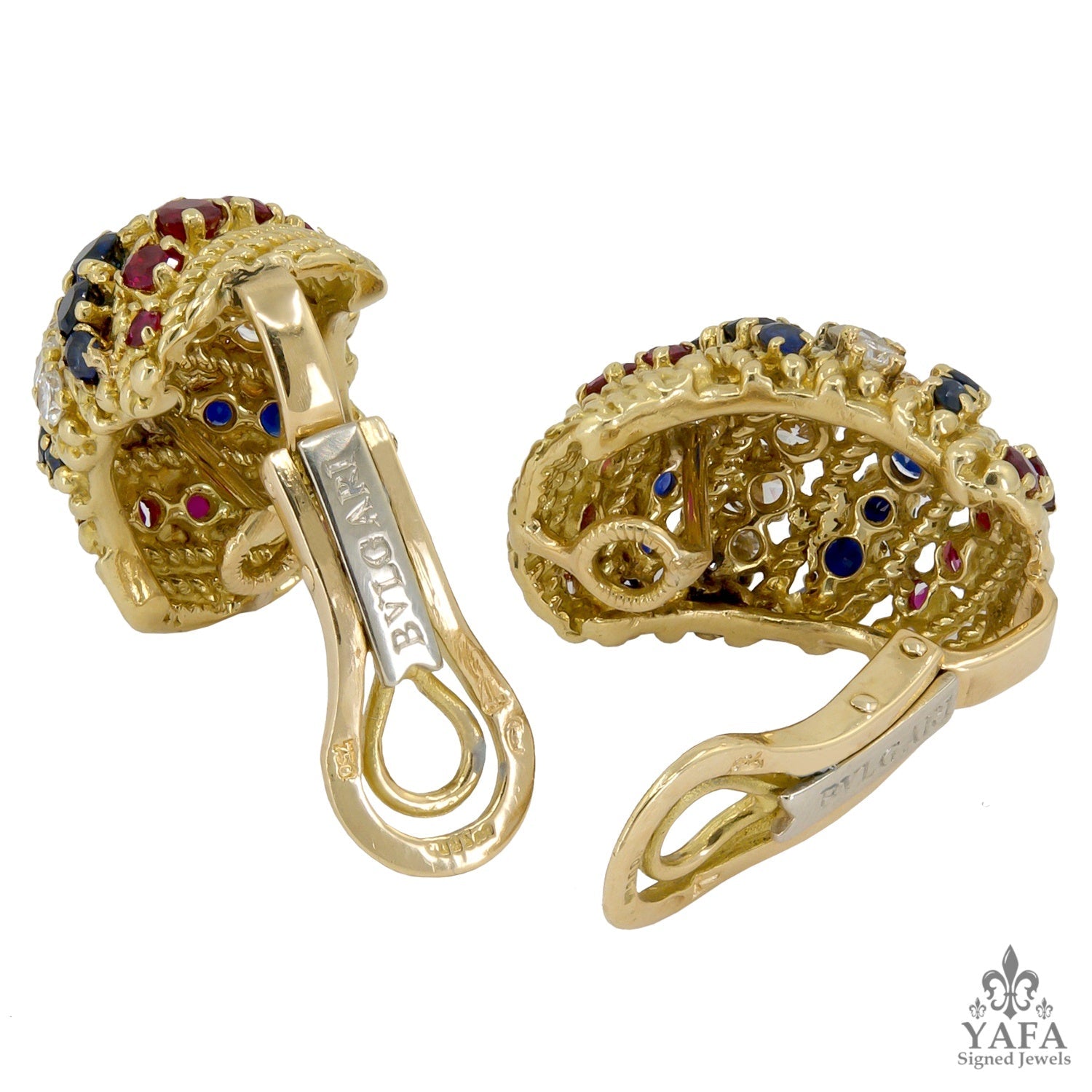 BULGARI Diamond, Sapphire, Ruby Earrings