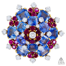BULGARI Sapphire Ruby Diamond Retro Brooch