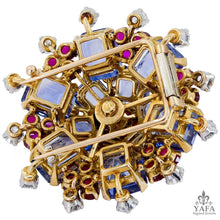 BULGARI Sapphire Ruby Diamond Retro Brooch