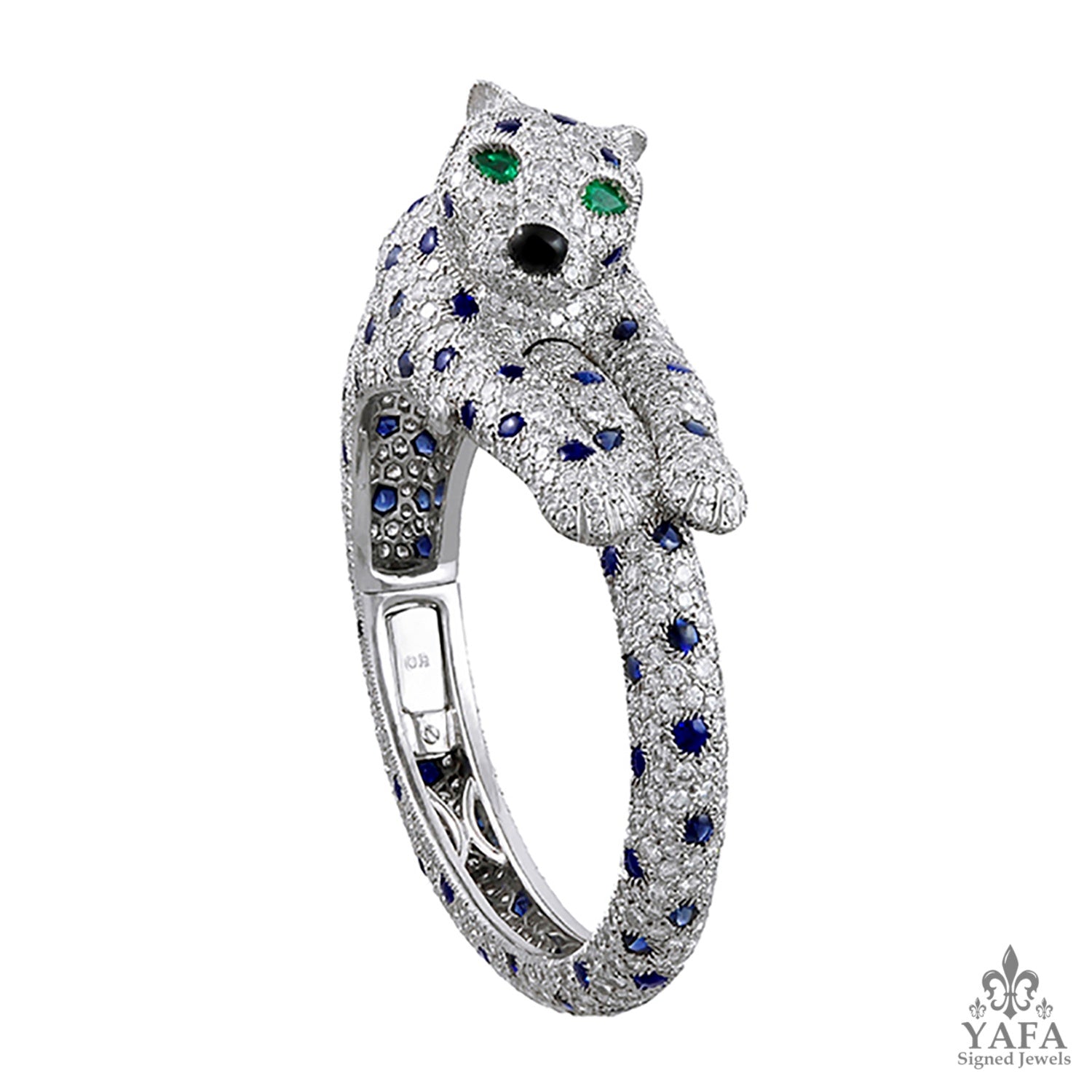 CARTIER Sapphire, Onyx & Emerald Panther Bracelet