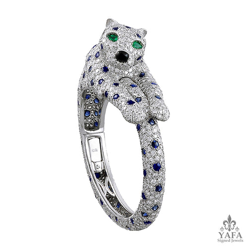 CARTIER Sapphire, Onyx & Emerald Panther Bracelet