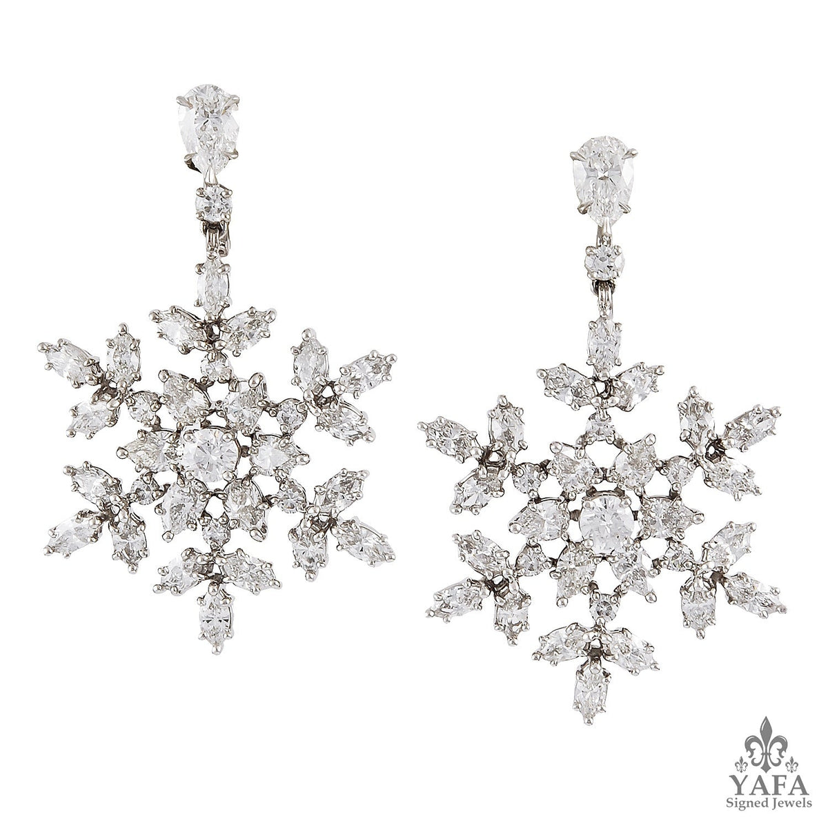 HARRY WINSTON Diamond Snowflake Drop Earrings