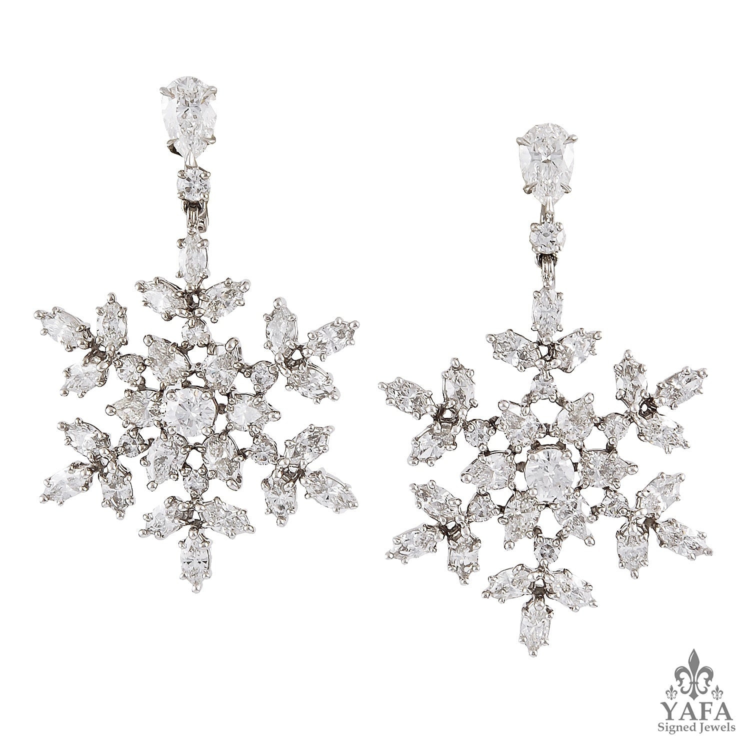 HARRY WINSTON Diamond Snowflake Drop Earrings