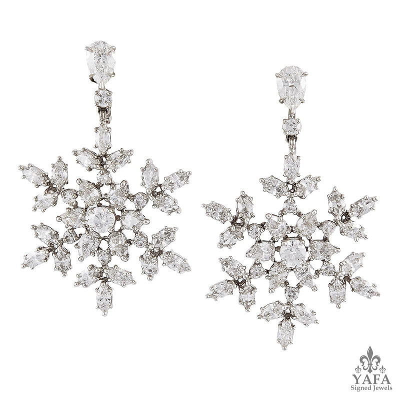 HARRY WINSTON Diamond Snowflake Drop Earrings