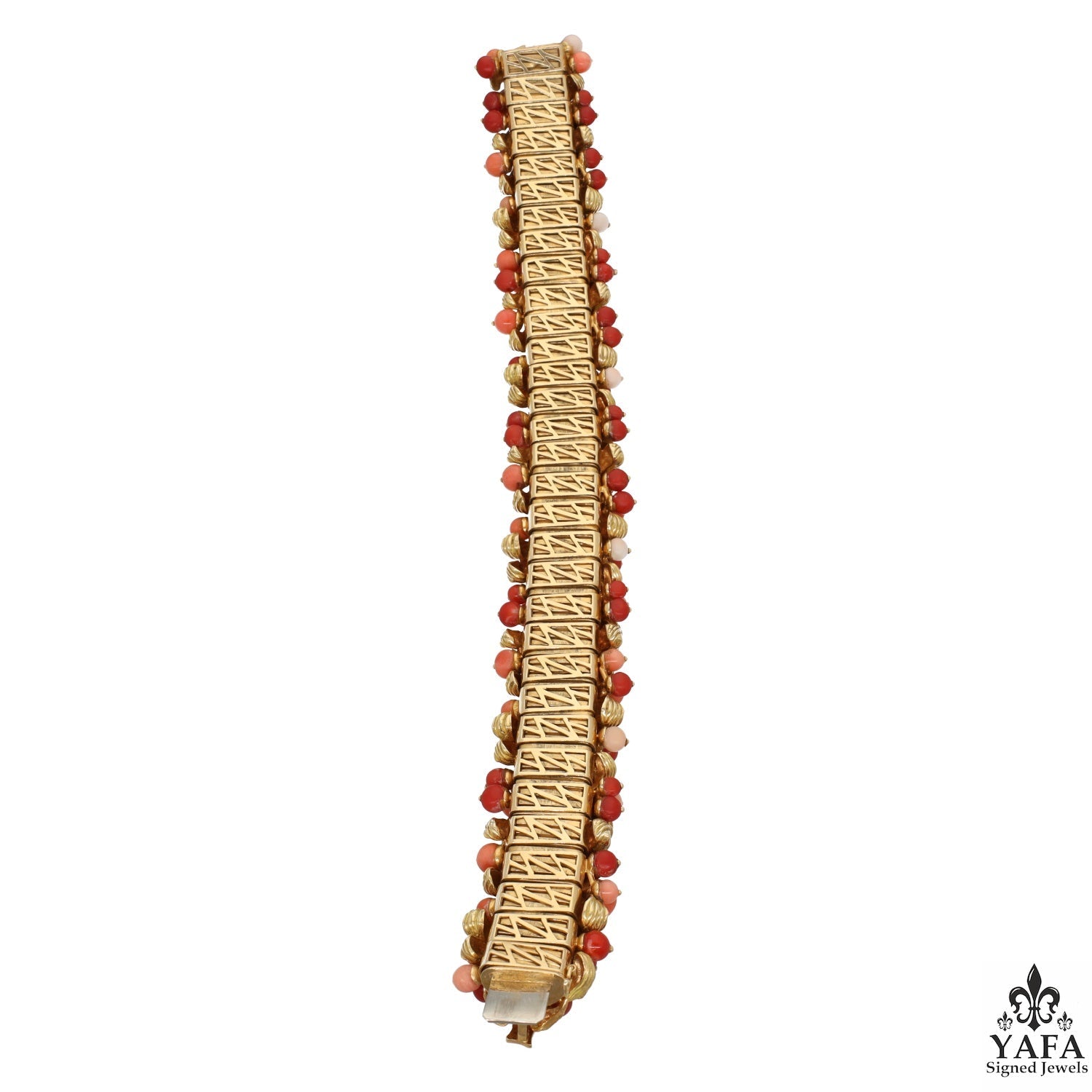 Bulgari Rome Vintage Multi Color Coral Diamond Gold Bangle
