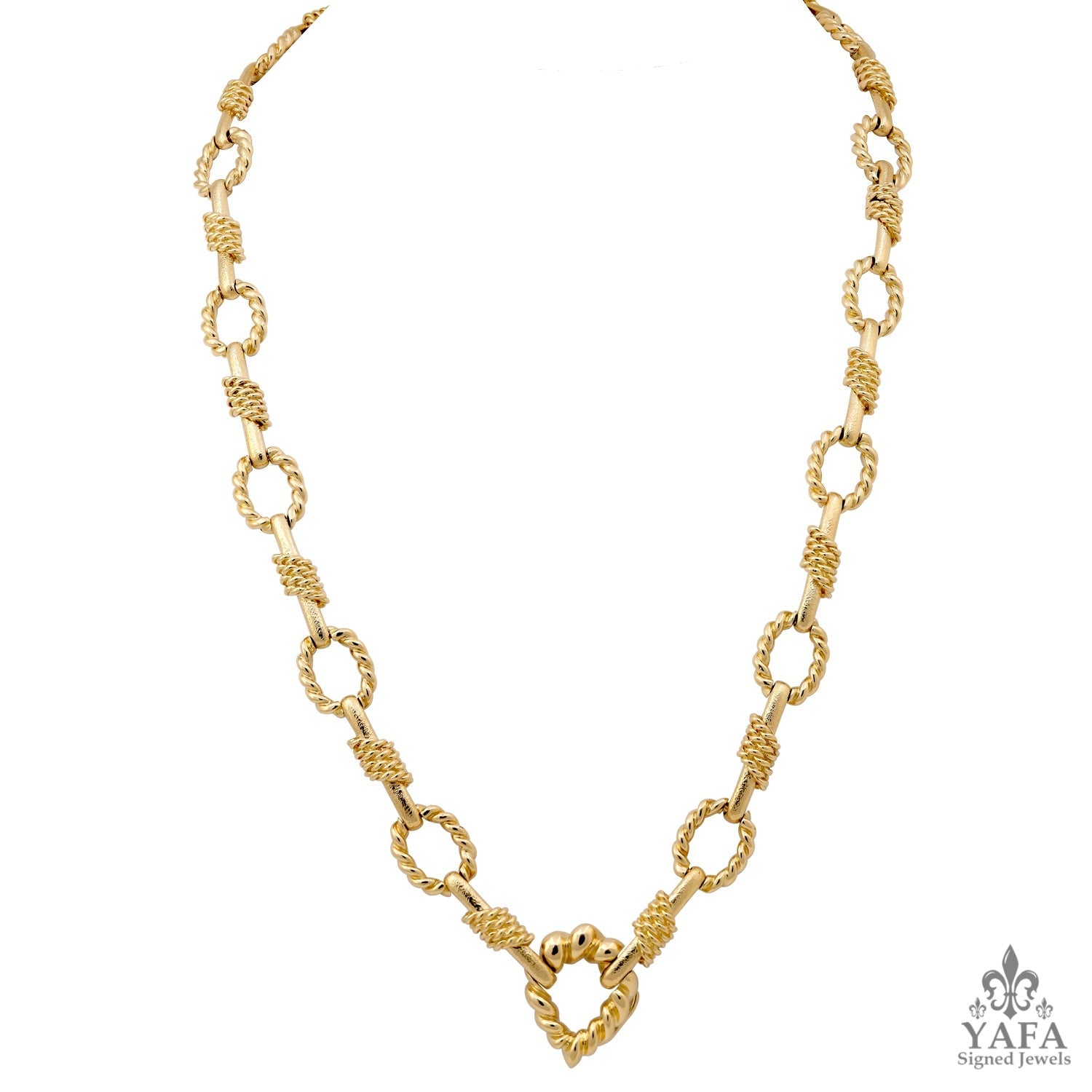 DAVID WEBB Hammered Rope Link Necklace