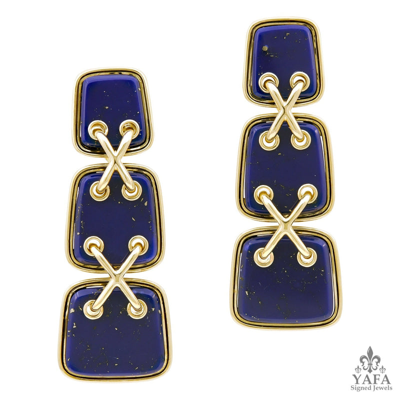 DAVID WEBB Lapis Lazuli Cross Stitch Earrings