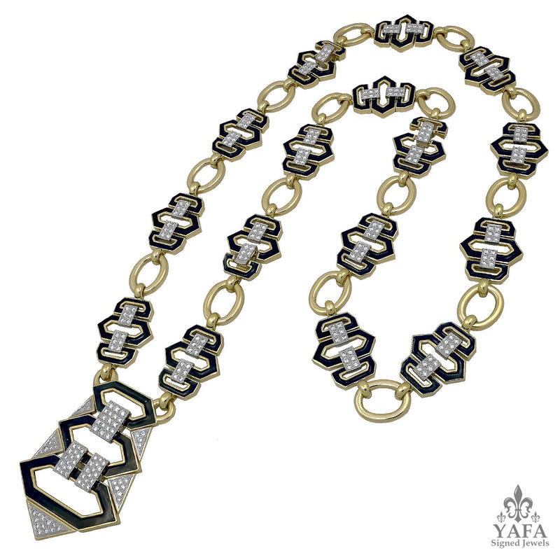 DAVID WEBB Triptych Link Diamond Lex Necklace