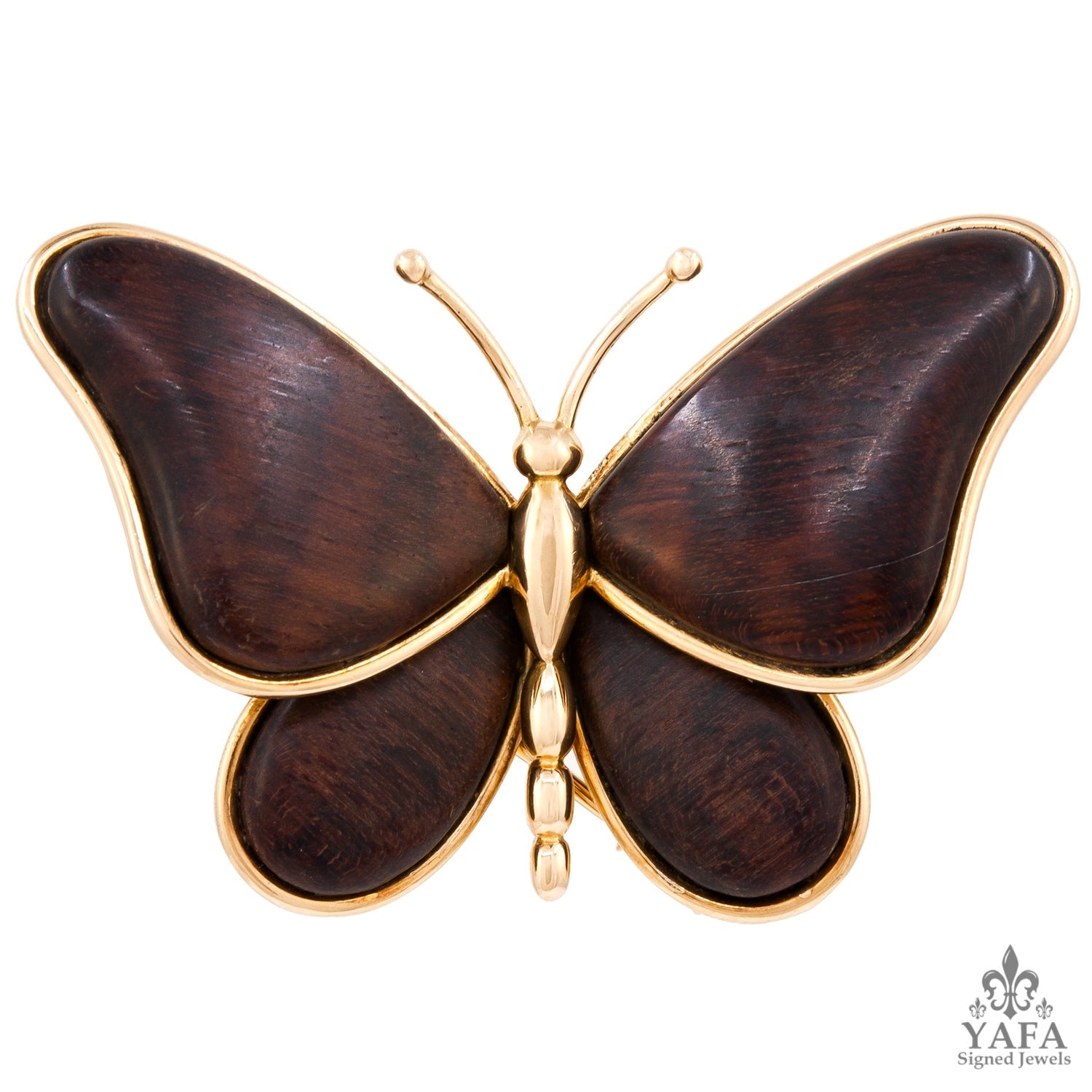 VAN CLEEF & ARPELS Wood Butterfly Brooch