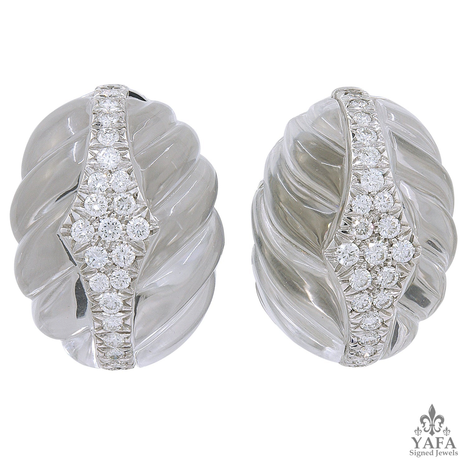 DAVID WEBB Carved Crystal, Diamond Earrings