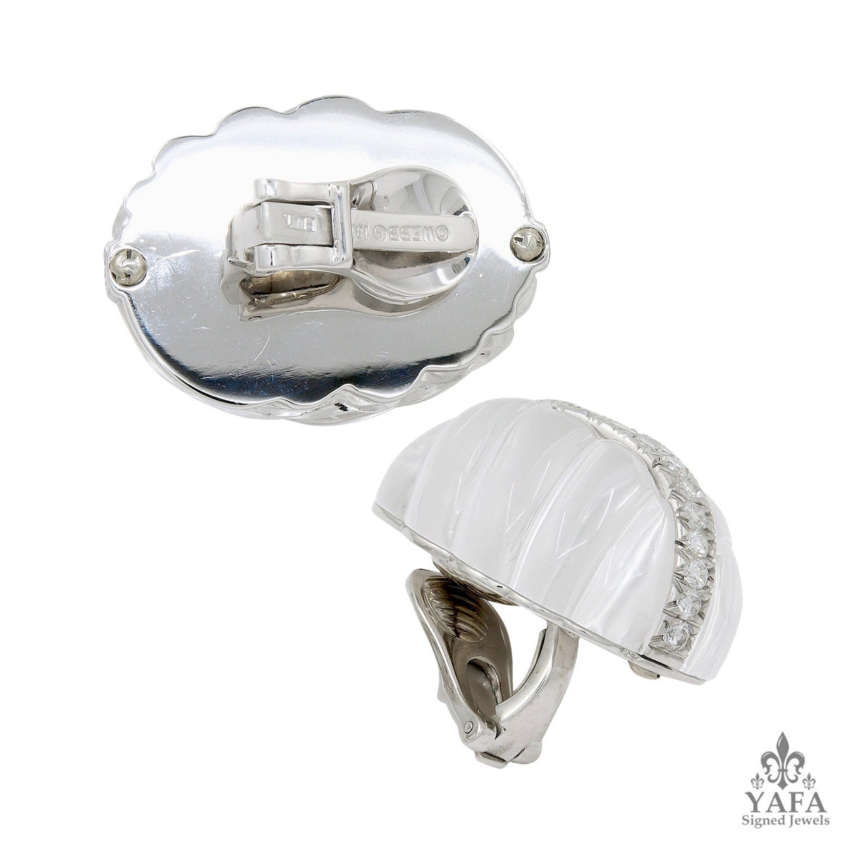 DAVID WEBB Carved Crystal, Diamond Earrings