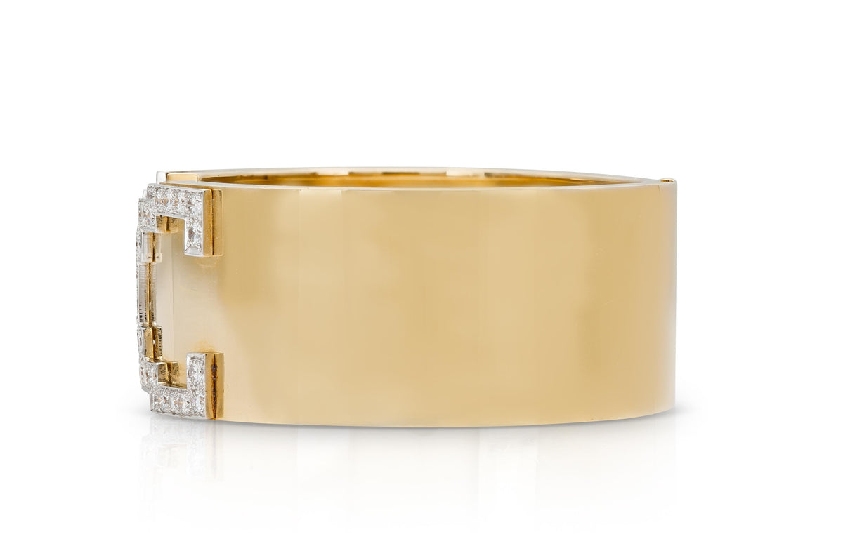 Vintage 1970s David Webb Gold and Diamond Cuff Bracelet