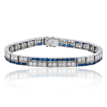 VAN CLEEF & ARPELS Platinum, Diamond & Sapphire Art Deco Straight Line Bracelet