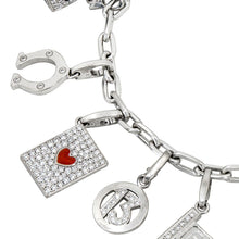 CARTIER 18K White Gold, Diamond, Turquoise, Ruby and Enamel 10-Charm Bracelet
