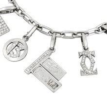 CARTIER 18K White Gold, Diamond, Turquoise, Ruby and Enamel 10-Charm Bracelet