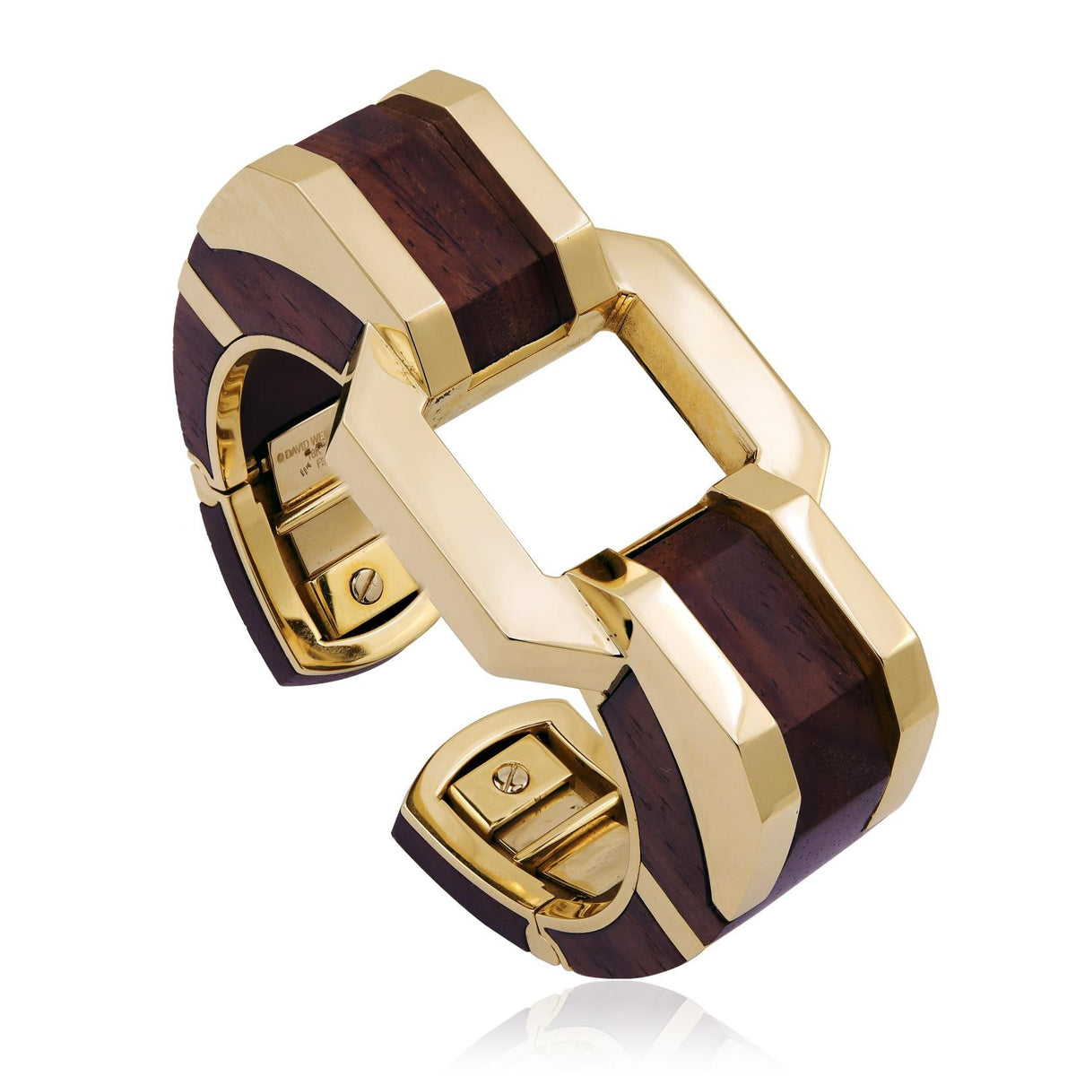 DAVID WEBB 18K Yellow Gold and Cocobolo Wood "Shoulder Cuff" Bracelet