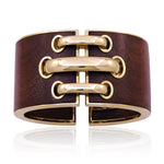 DAVID WEBB 18K Yellow Gold & Bloodwood Shoelace Cuff Bracelet