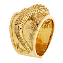 DAVID WEBB Repoussé Alligator Cuff Bracelet with Cabochon Ruby Eyes