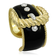 DAVID WEBB Black Enamel and Diamond “Buckle” Cuff Bracelet