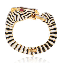 DAVID WEBB Diamond, Cabochon Ruby, and Black & White Enamel Zebra Bracelet