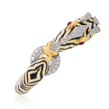 DAVID WEBB Diamond, Cabochon Ruby, and Black & White Enamel Zebra Bracelet