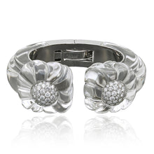 DAVID WEBB Fluted Rock Crystal and Diamond “Twilight” Cuff Bracelet