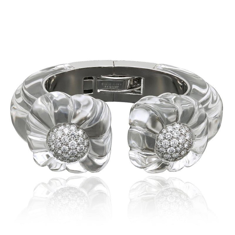 DAVID WEBB Fluted Rock Crystal and Diamond “Twilight” Cuff Bracelet