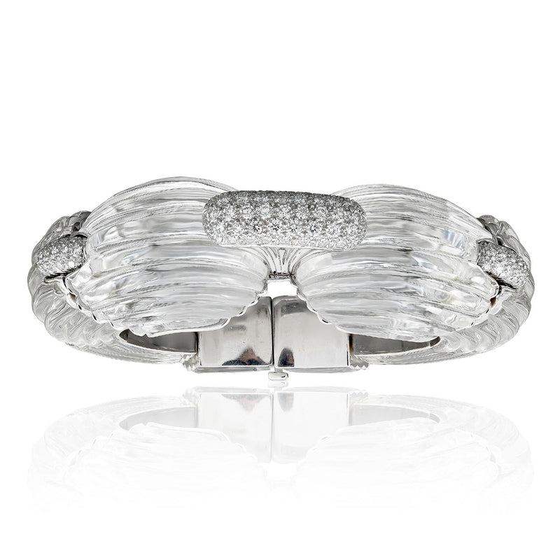 DAVID WEBB 18K & Platinum Carved Rock Crystal and Diamond “Twilight” Bracelet