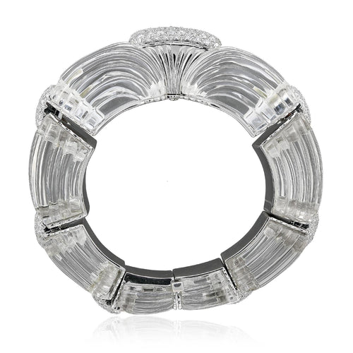 DAVID WEBB 18K & Platinum Carved Rock Crystal and Diamond “Twilight” Bracelet
