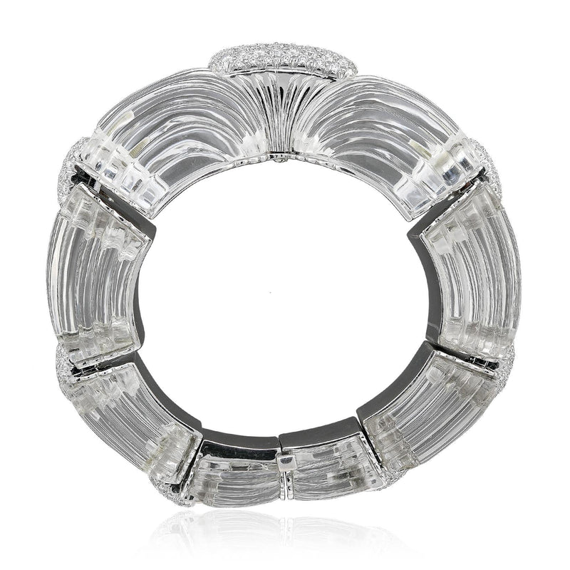 DAVID WEBB 18K & Platinum Carved Rock Crystal and Diamond “Twilight” Bracelet