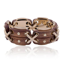 DAVID WEBB 18K Yellow Gold & Rosewood Cross Stitch Bracelet