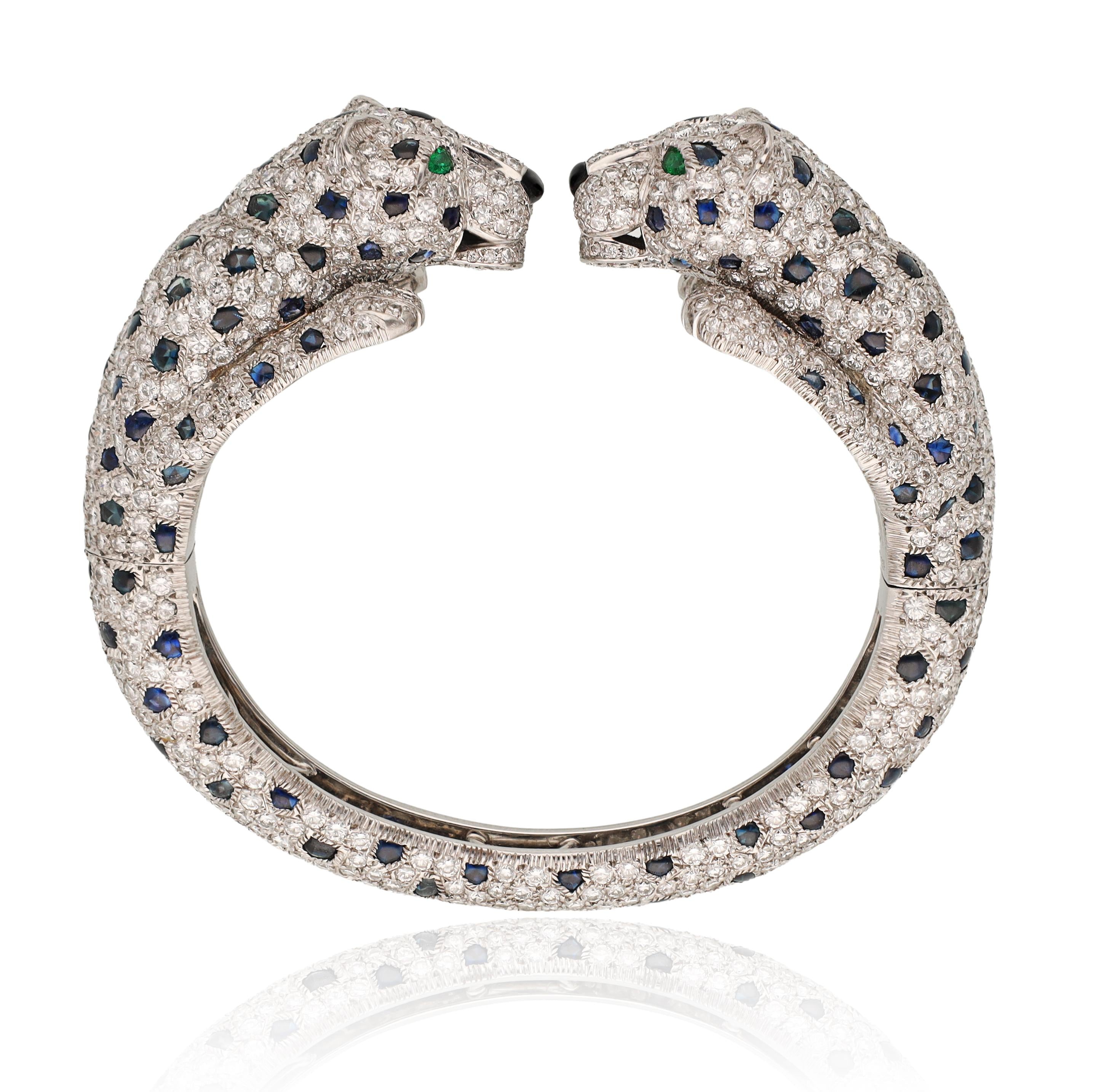 CARTIER Panthere Sapphire, Onyx, Emerald and Diamond Bangle