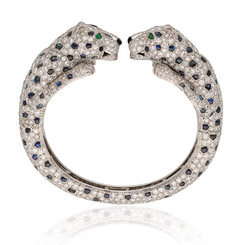 CARTIER Panthere Sapphire, Onyx, Emerald and Diamond Bangle