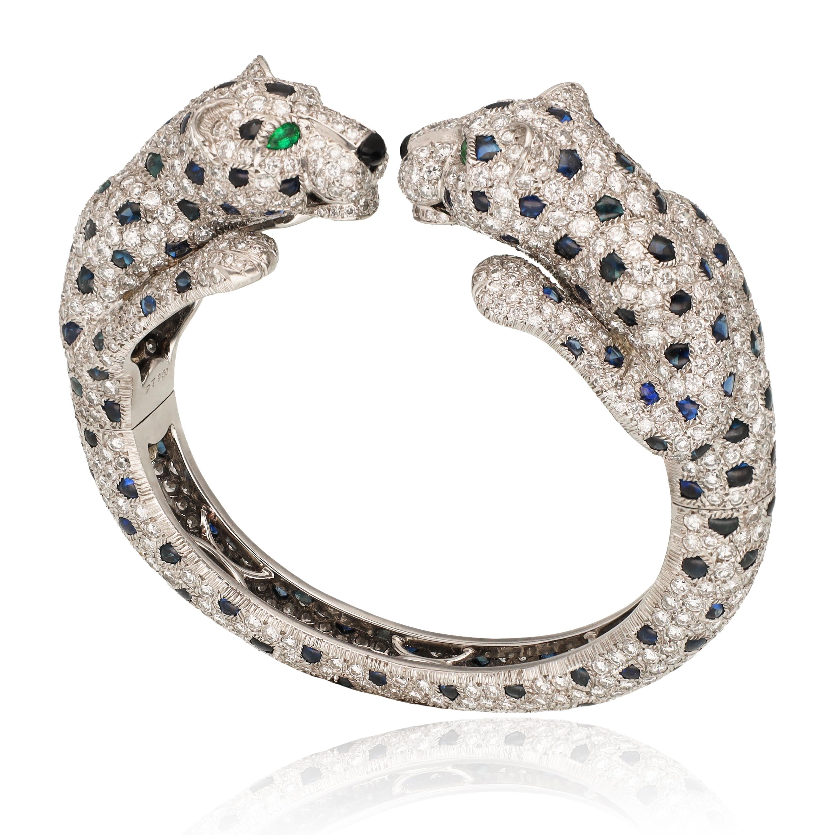 CARTIER Panthere Sapphire, Onyx, Emerald and Diamond Bangle