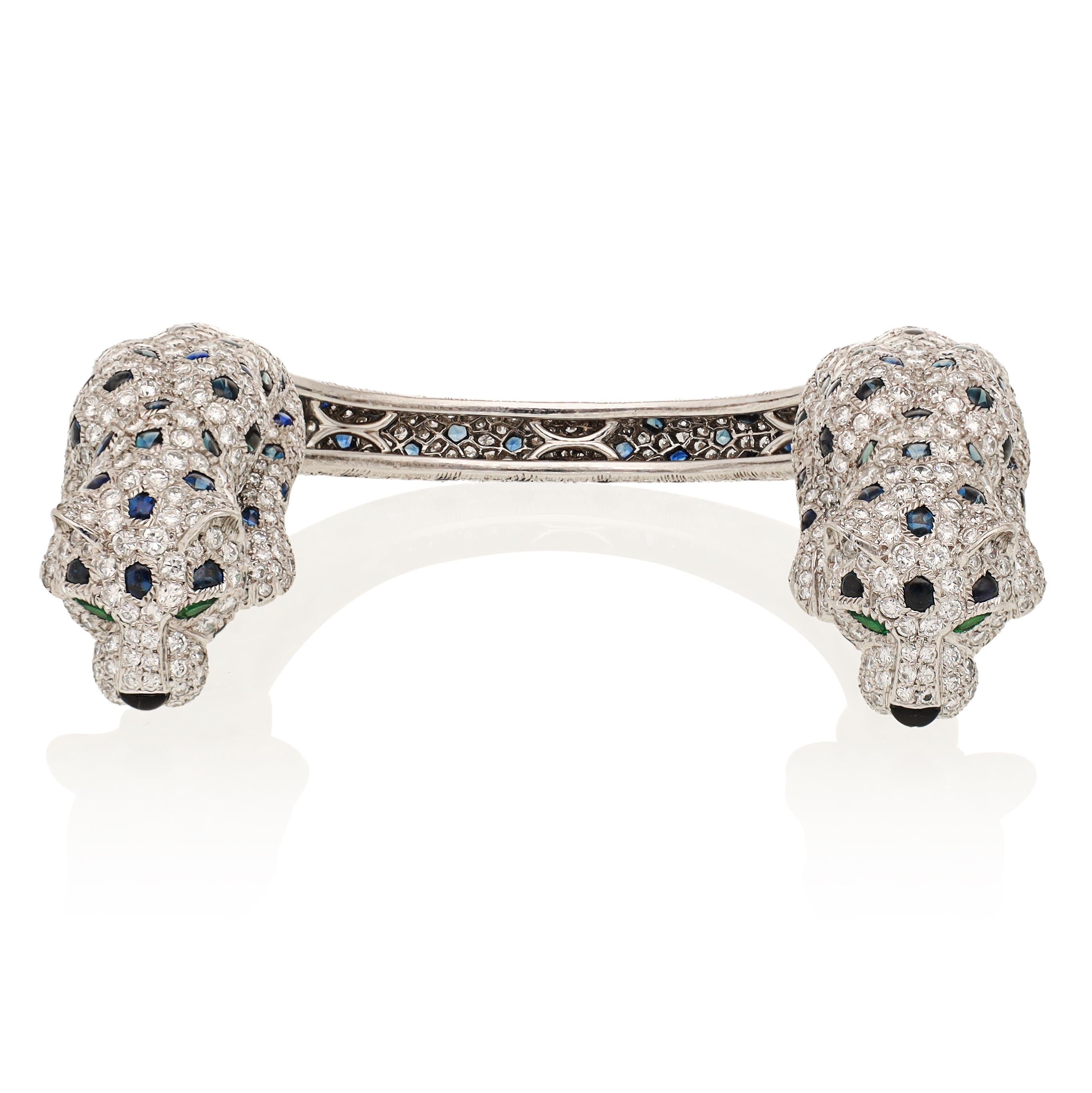 CARTIER Panthere Sapphire, Onyx, Emerald and Diamond Bangle