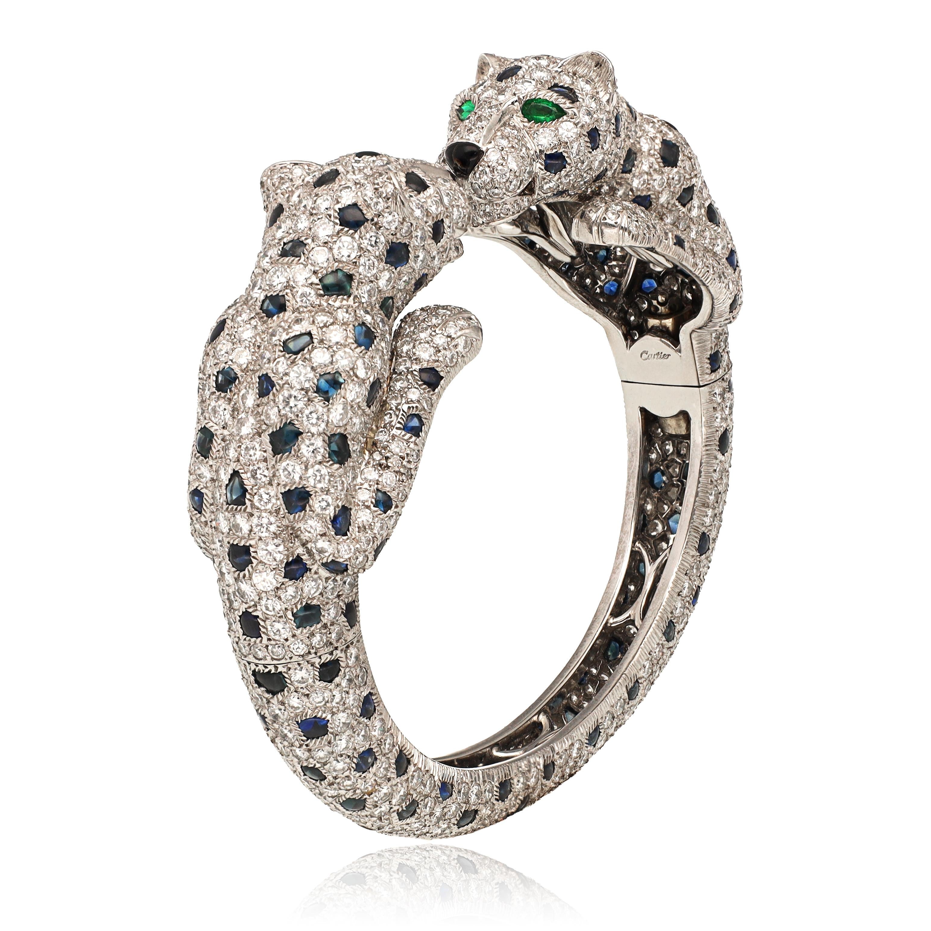 CARTIER Panthere Sapphire, Onyx, Emerald and Diamond Bangle