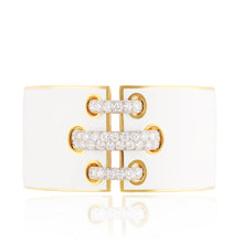 DAVID WEBB White Enamel and Diamond “Shoelace” Cuff Bracelet