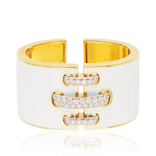 DAVID WEBB White Enamel and Diamond “Shoelace” Cuff Bracelet