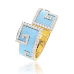 DAVID WEBB Scroll Cuff Light Blue Enamel