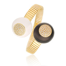 BULGARI 18K Yellow Gold, Diamond and Black & White Enamel Tubogas Bracelet
