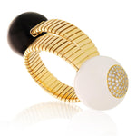 BULGARI 18K Yellow Gold, Diamond and Black & White Enamel Tubogas Bracelet