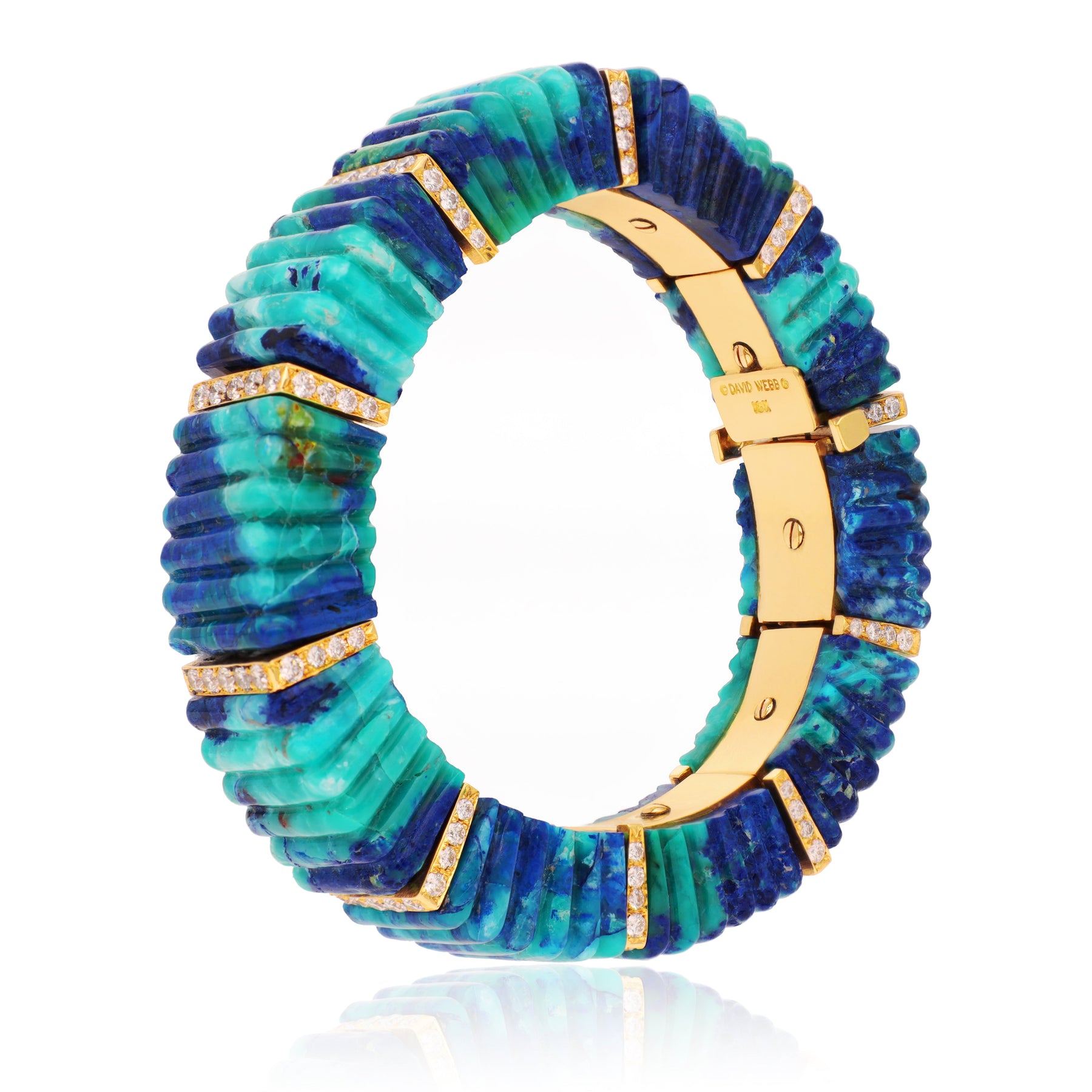 DAVID WEBB  Segmented Fluted Azurmalachite Caribbean Bracelet