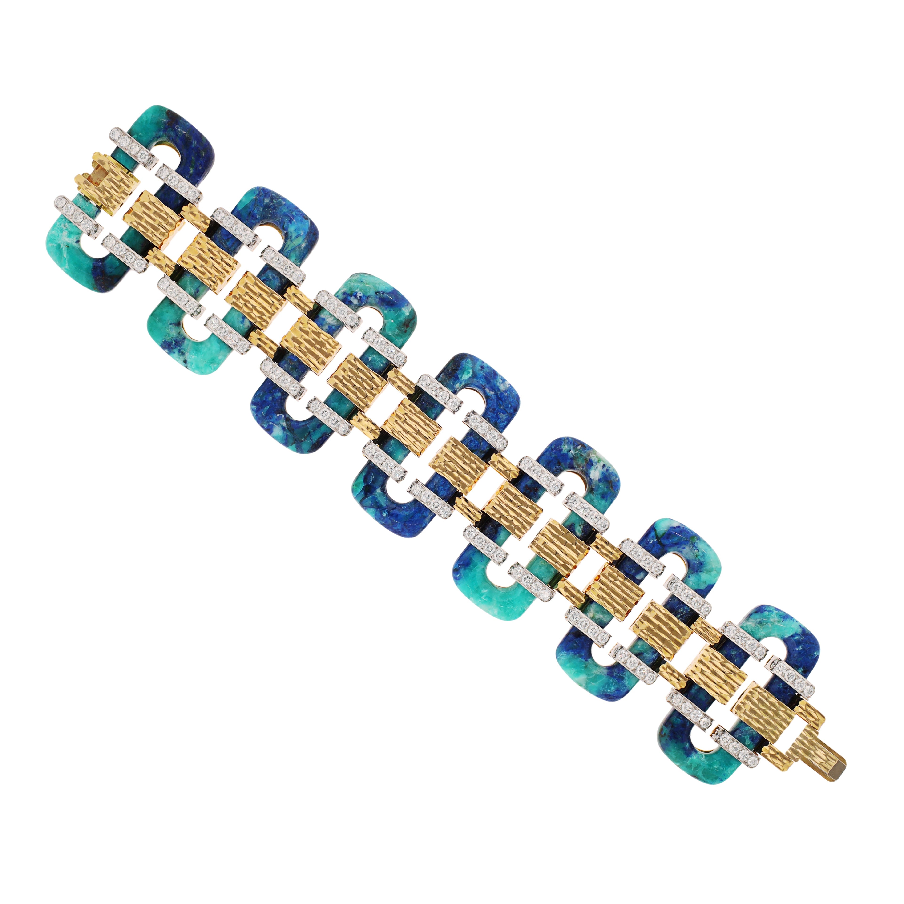 DAVID WEBB Tread Bracelet, Azurmalachite