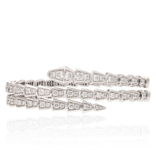 BULGARI 18K White Gold Diamond Serpenti Viper Three-Row Bracelet