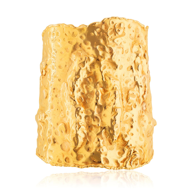 VAN CLEEF & ARPELS Pair of 18K Yellow Gold Hammered “Manchette” Cuff Bracelets