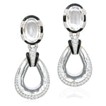 DAVID WEBB Faceted Rock Crystal, Black Enamel and Diamond “Midnight” Ear Clips
