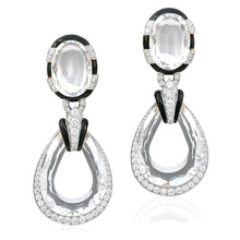 DAVID WEBB Faceted Rock Crystal, Black Enamel and Diamond “Midnight” Ear Clips