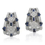 DAVID WEBB Carved Rock Crystal, Sapphire and Diamond Ear Clips