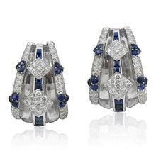 DAVID WEBB Carved Rock Crystal, Sapphire and Diamond Ear Clips