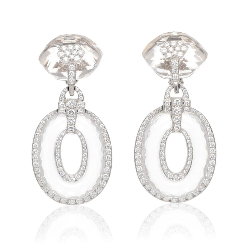 DAVID WEBB Rock Crystal and Diamond Earrings